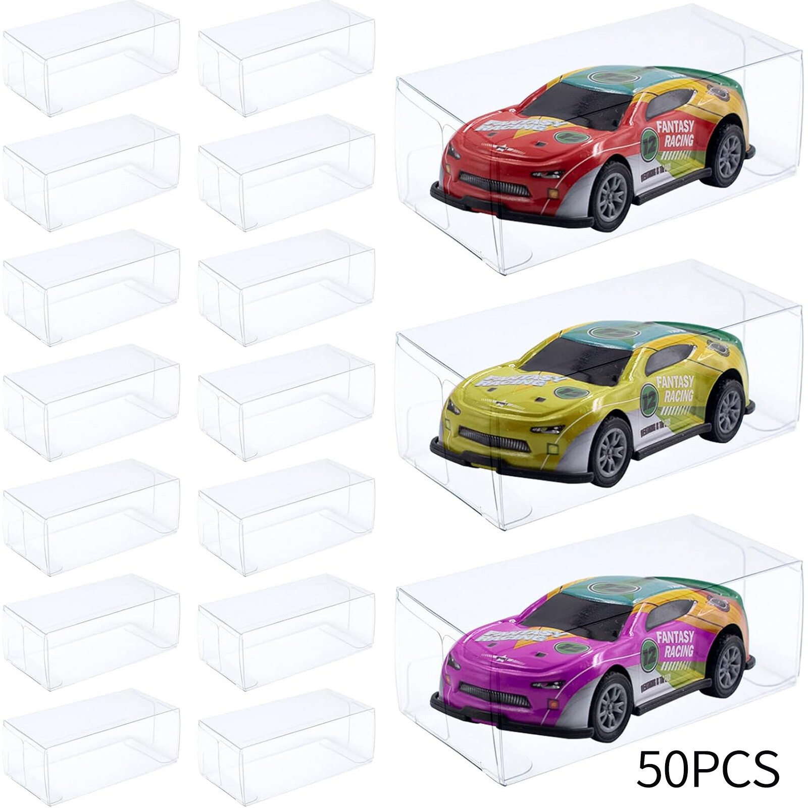 50 pcs Stackable Clear Storage Box For Hot Wheels 1:64 Model Car Display Case