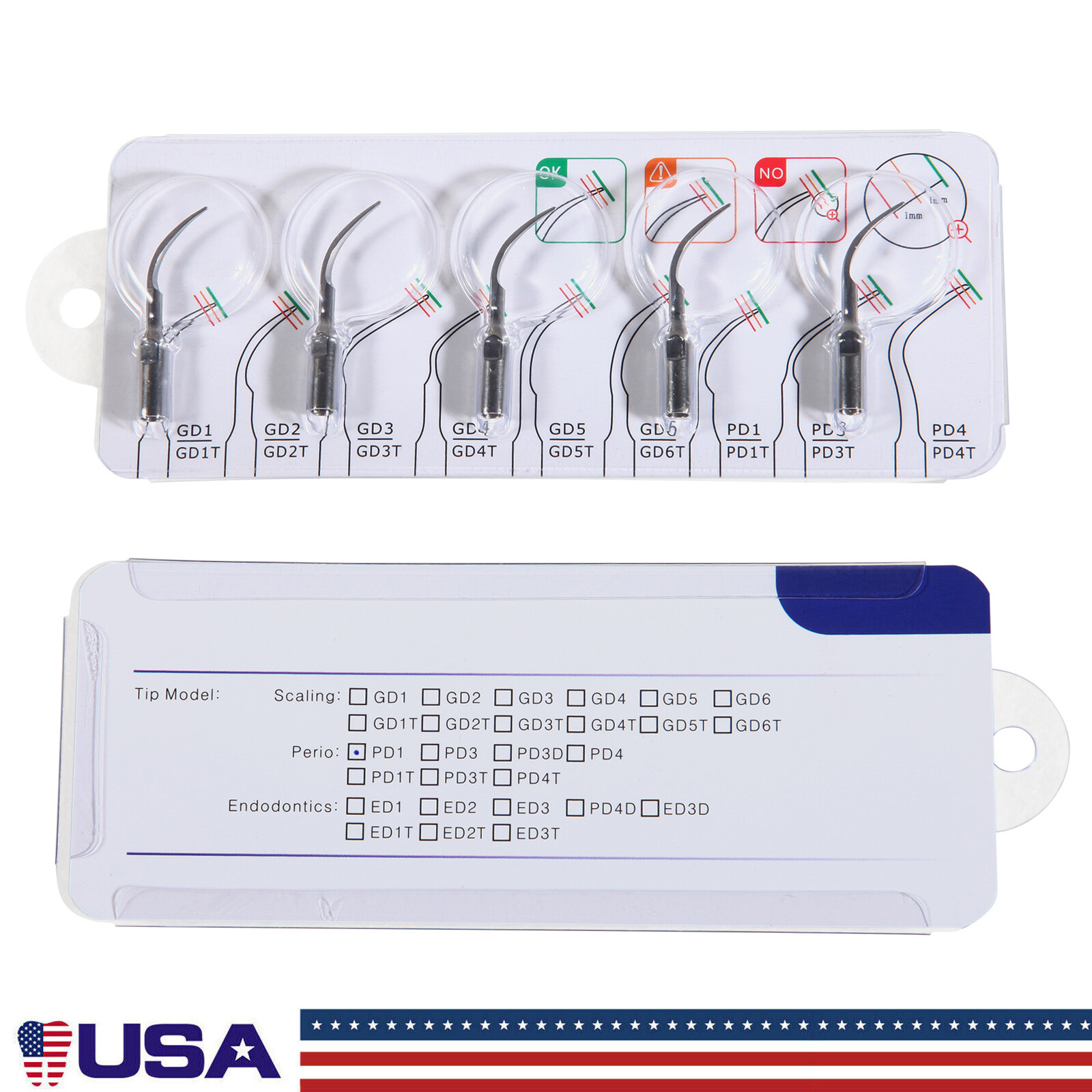 5-50*Dental Ultrasonic Piezo Scaler Tip P1 PD1 fit EMS Woodpecker DTE SATELEC st