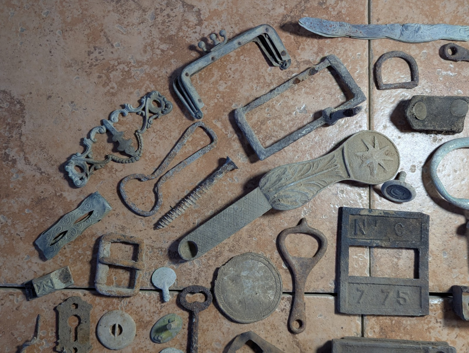 Dug Relics Vintage Iron Door Hardware Buckles Glasses Brass Key Bottle Openers