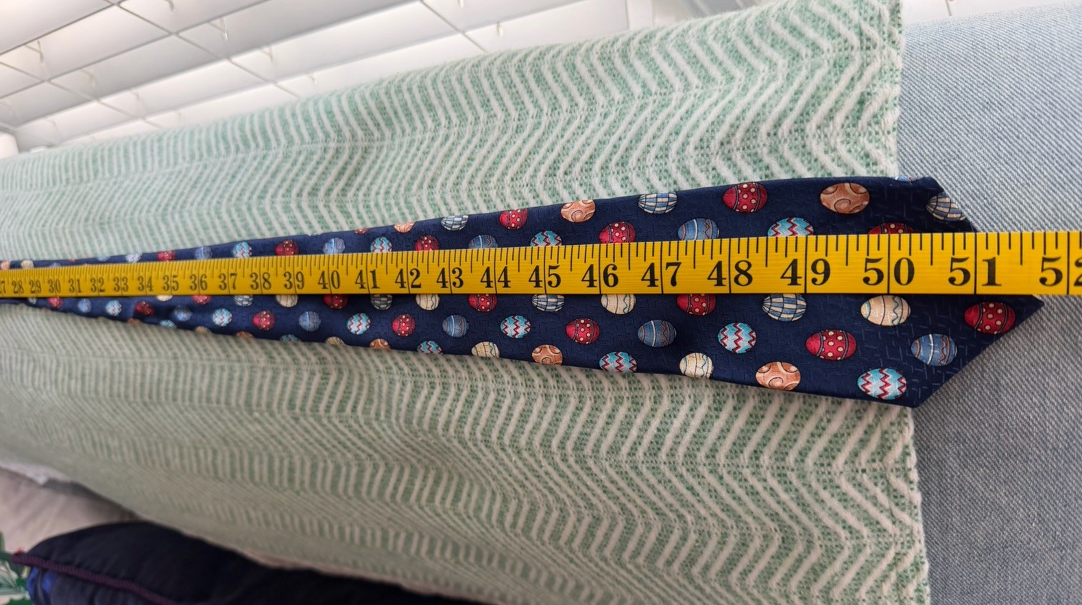 Talbots Kids Silk Necktie Boys Youth Navy Blue Easter Egg pattern 52” EUC