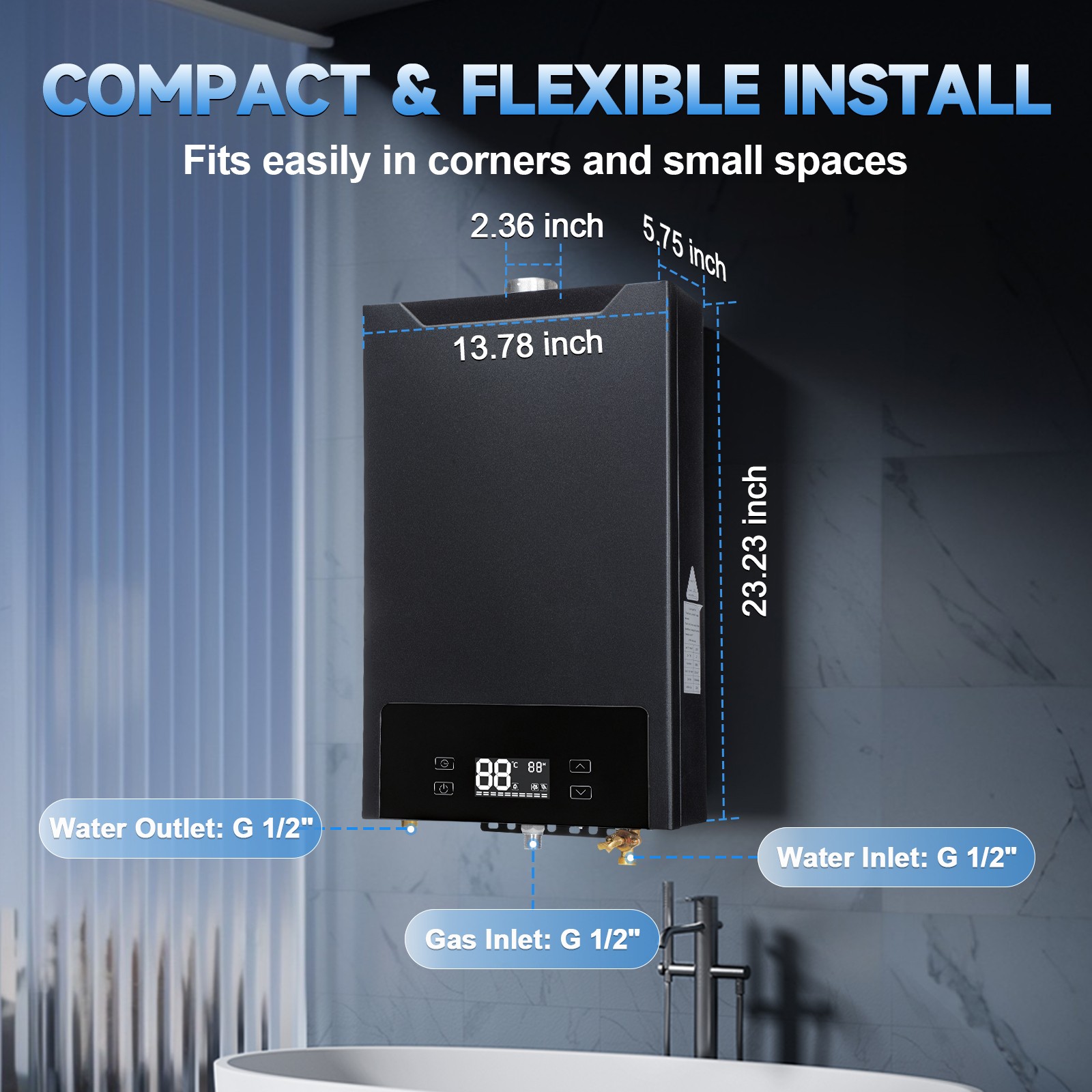 130,000 BTU Propane Gas Tankless Water Heater 4.3 GPM Instant Hot Water Heater