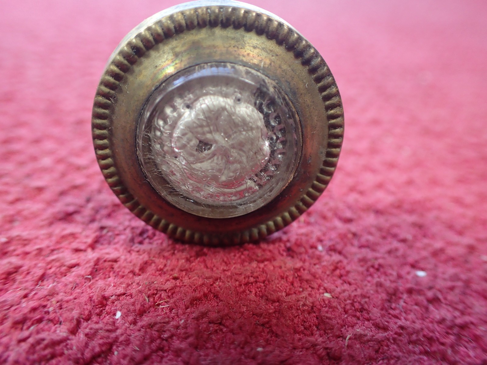 Antique Victorian Five (5) Sulfide Glass Brass Picture Hanging Nails