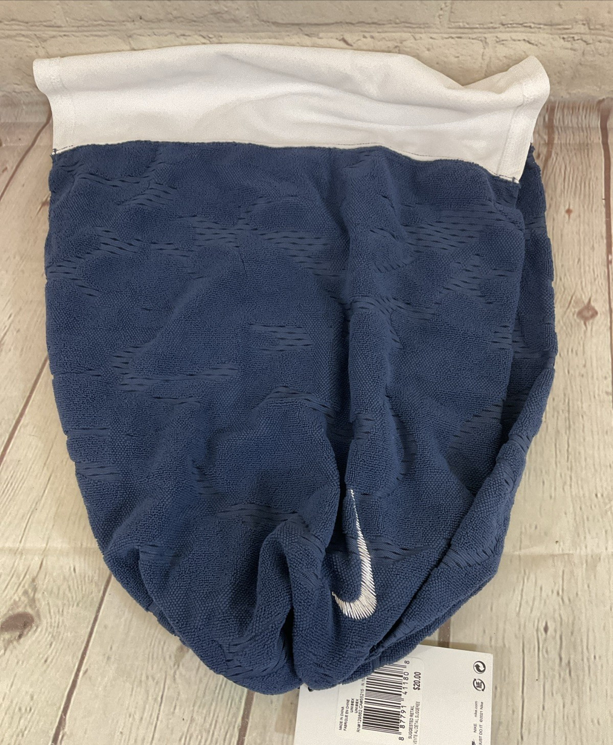 Nike N.100.1619.456 Unisex DRI-FIT 100% Polyester Cooling Towel White Navy OSFA