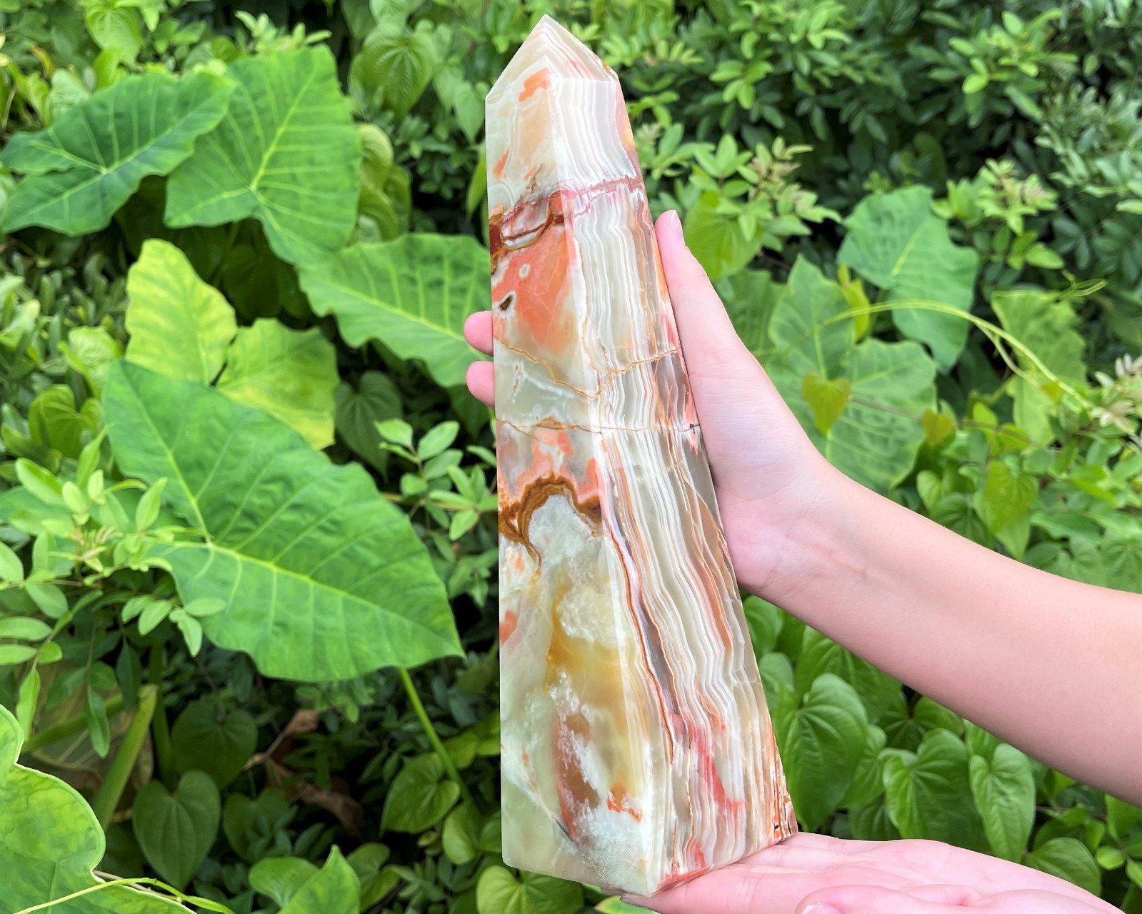 JUMBO 12" Green Onyx Obelisk (4-Sided Crystal Tower, Green Onyx Tower)