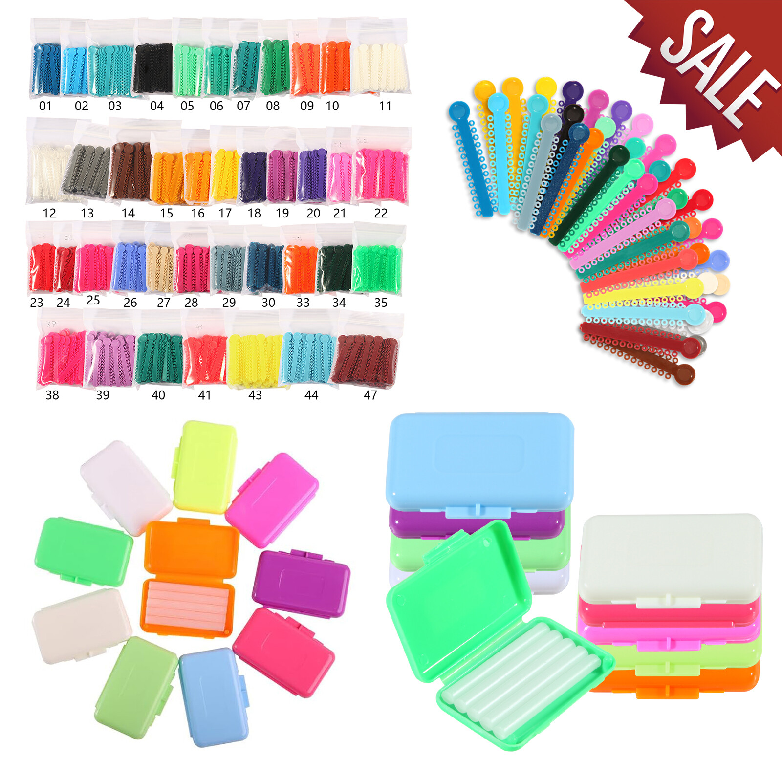 Sale Orthodontic Ligature Tie Bands Elastic Braces /Wax 10 Scents Brackets Gum