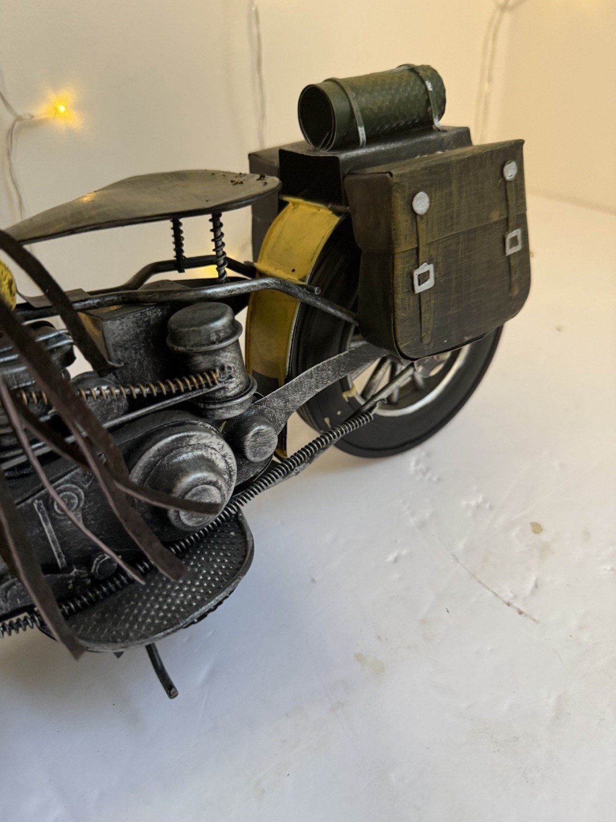 Vintage Style Metal Motorcycle Sculpture Retro Industrial Home Decor