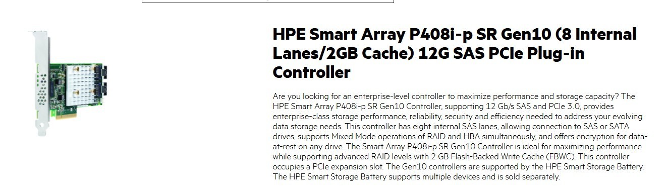 HPE 836269-001 830826-001 Smart Array P408i-p SR 12G SAS Modular Controller