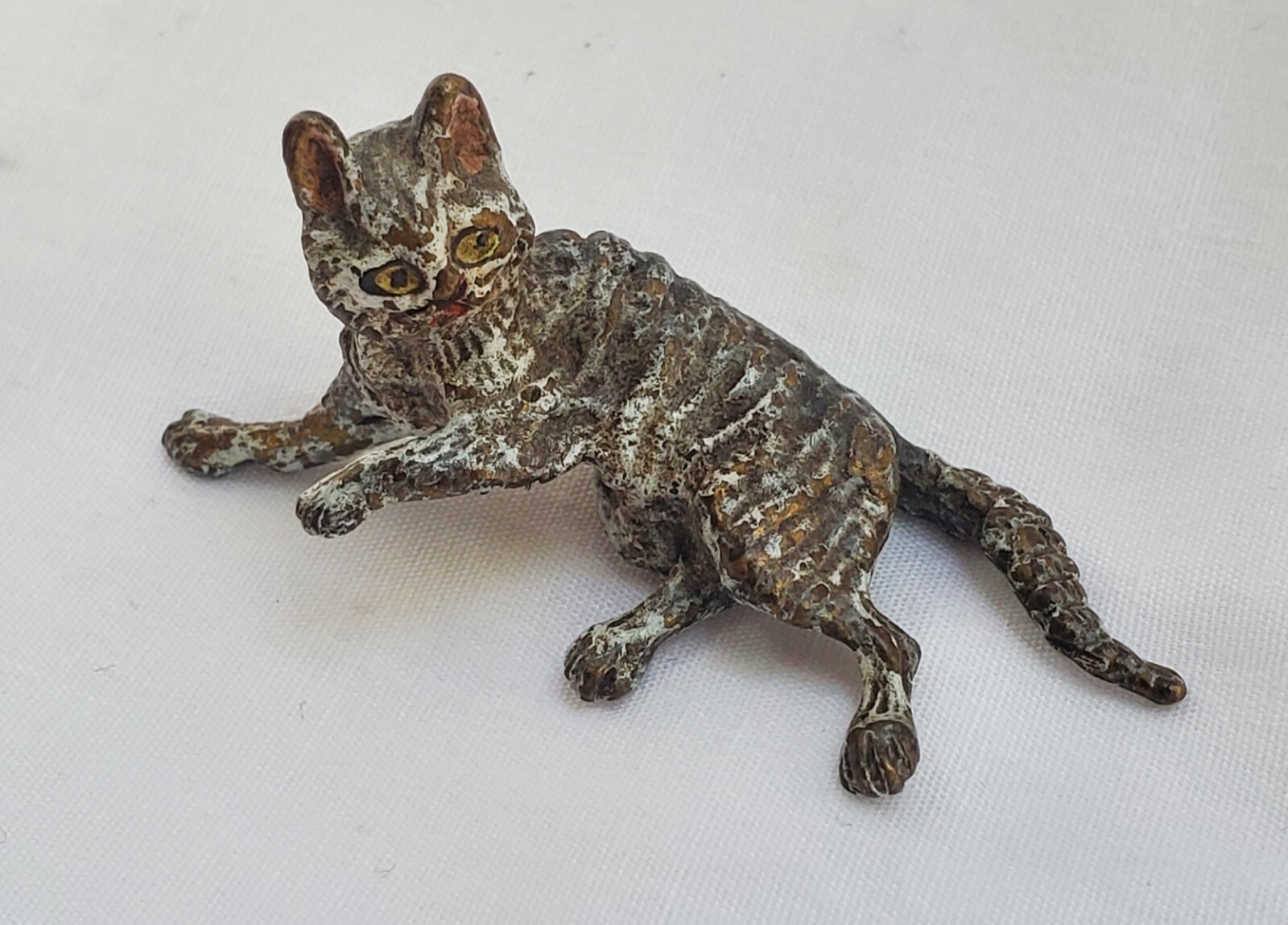 Vienna Bronze Striped Cat Figurine