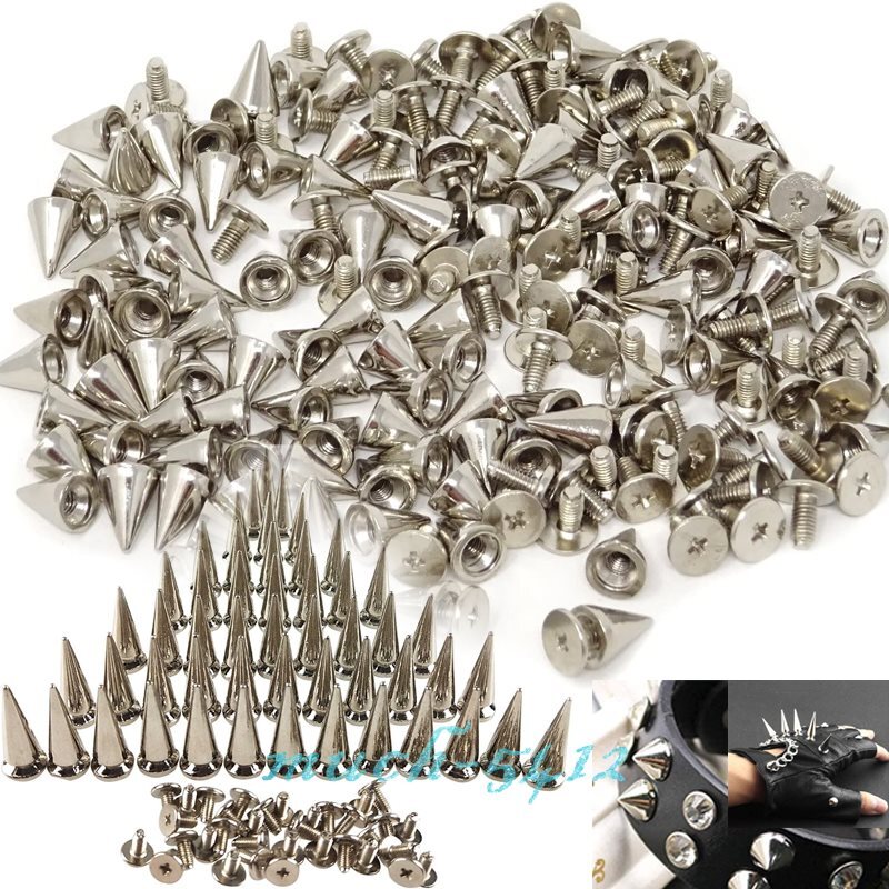 Bulks Metal Spikes Punk Cone Rivets Studs Screw for Clothing Jacket Leather A++