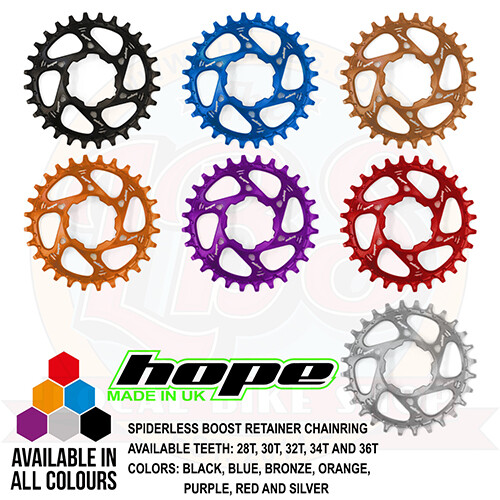 Hope R22 Spiderless Boost Retainer Ring Chainring 28 30 32 34 36T All Colors New