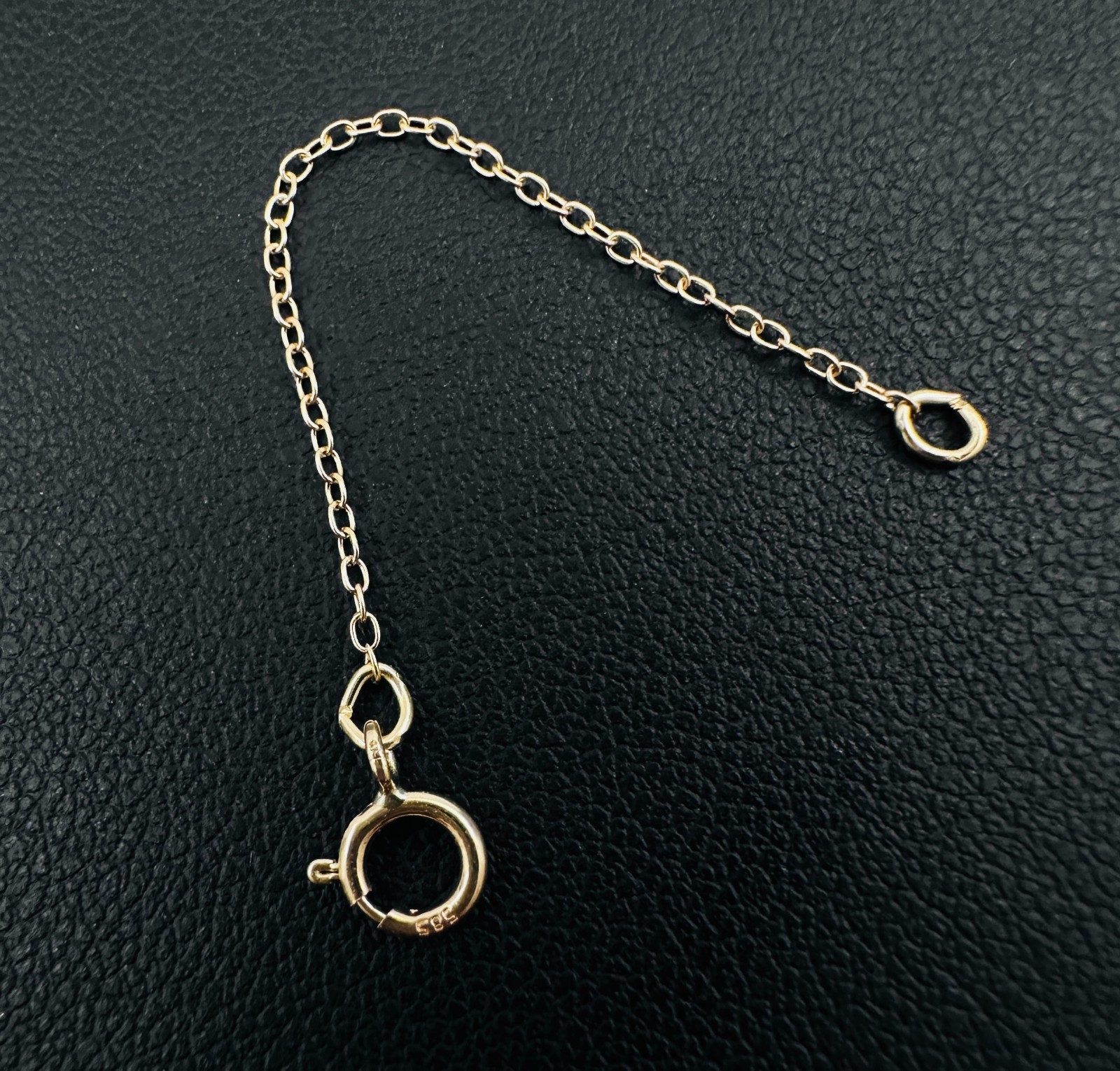 14K Solid Yellow Gold Cable Link Safety Chain Extension Extender, 1mm, 2.25"