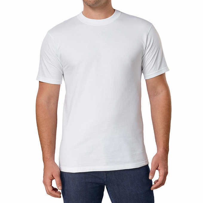 Kirkland Men's 6-pack White 100% Cotton Crew Neck T-shirt S M L XL XXL 3XL