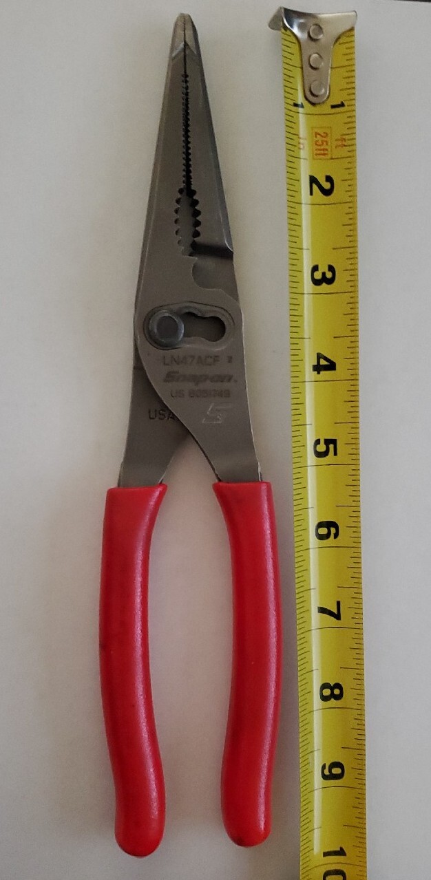 Snap On Tools 9" Long Nose Pliers 3 Slip Joint Talon Grip 57% More Power RED NEW