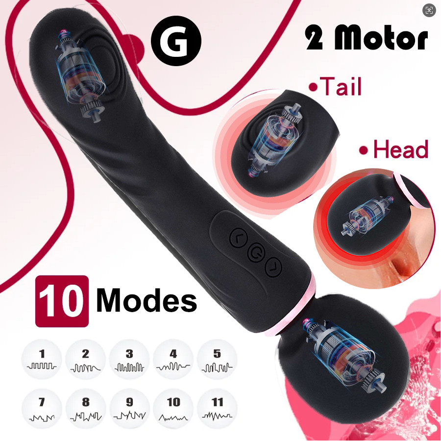 Dual Vibrator Dildo G-Spot Massage Wand Real Clit Stimulator Sex Toys for Women