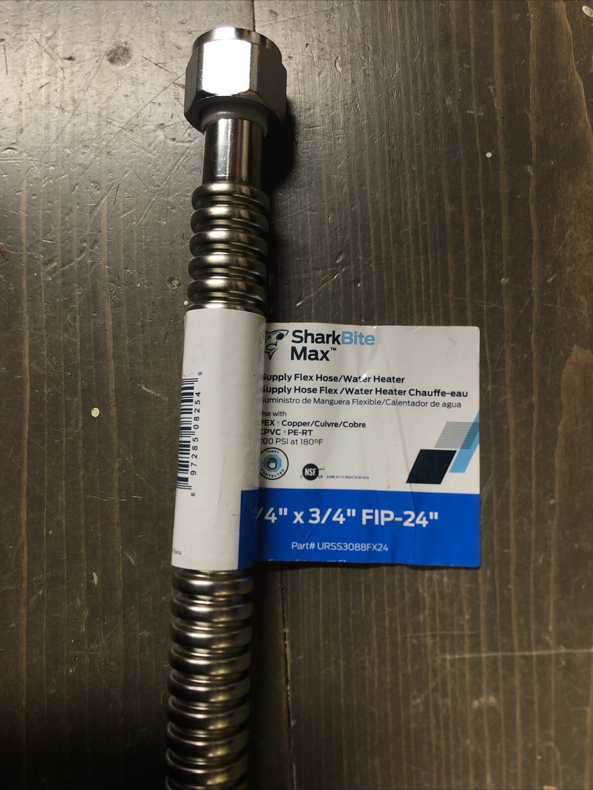 SharkBite Max 3/4"x 3/4" X 24" FIP Water Heater Hose/ Stainless/ URSS3088FX24