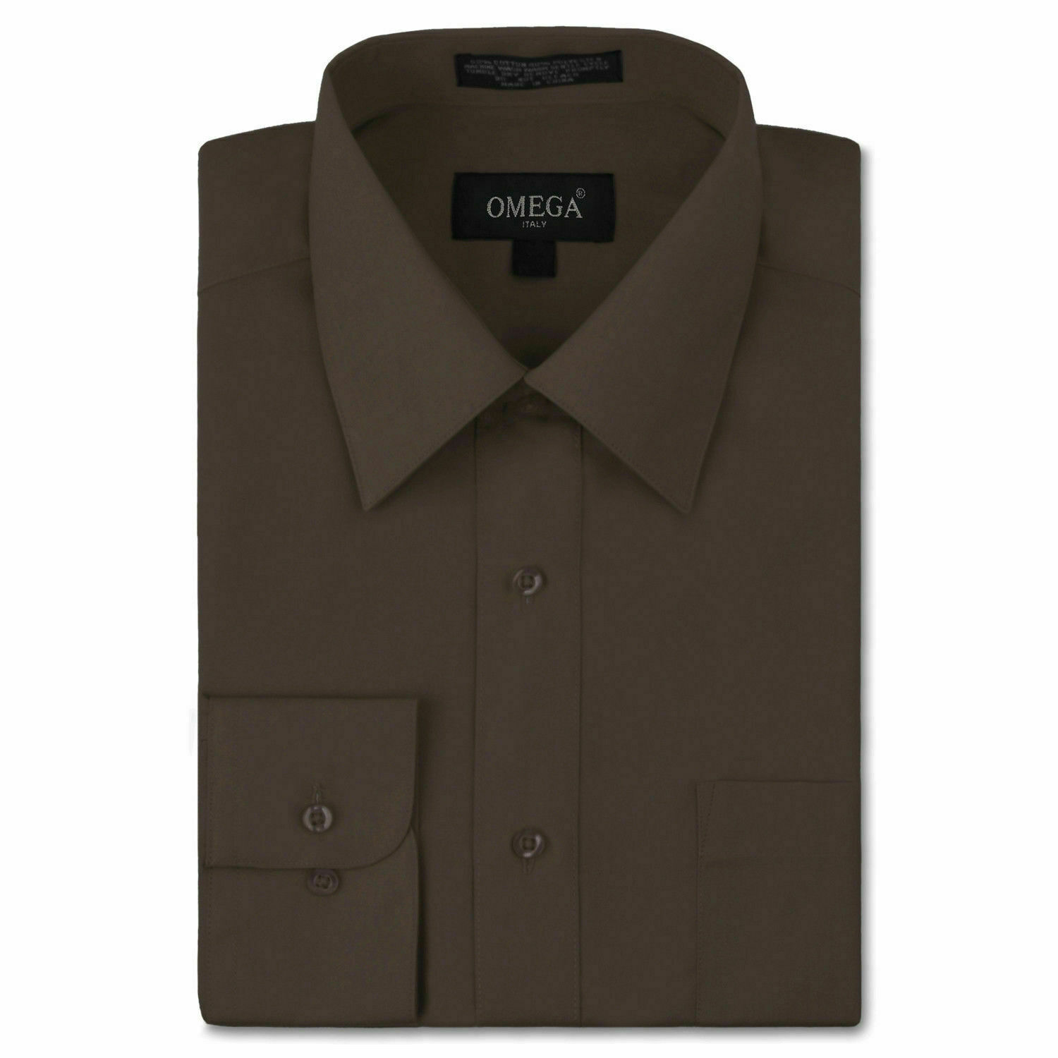 Omega Italy Men's Dress Shirt Long Sleeve Regular Fit Solid Color