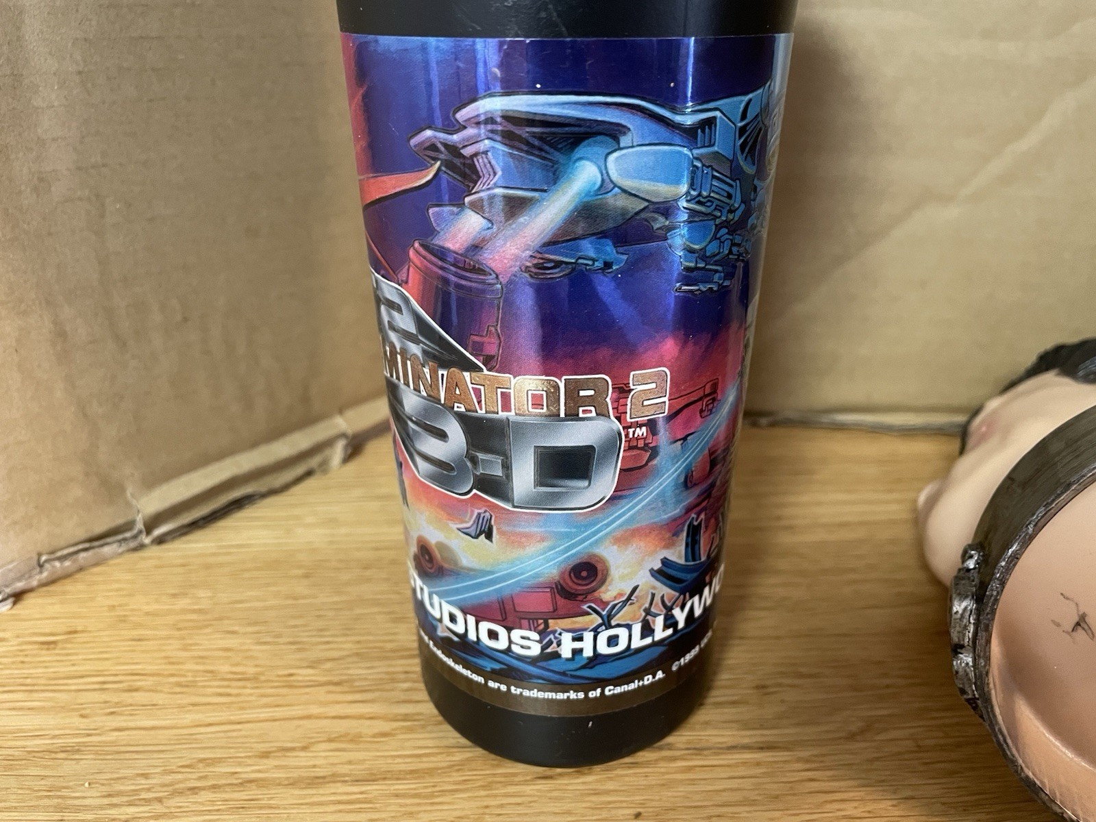 Vtg Terminator 2 T2-3D T800 Head Straw Cup Universal Studios Hollywood 1999
