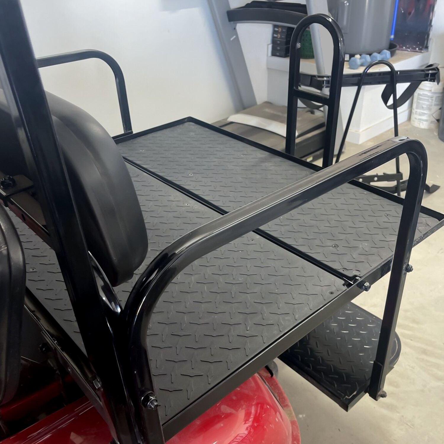 Golf Cart Black Rear Flip Folding Seat Kit + Grab Bar For EZGO TXT 1995-Up