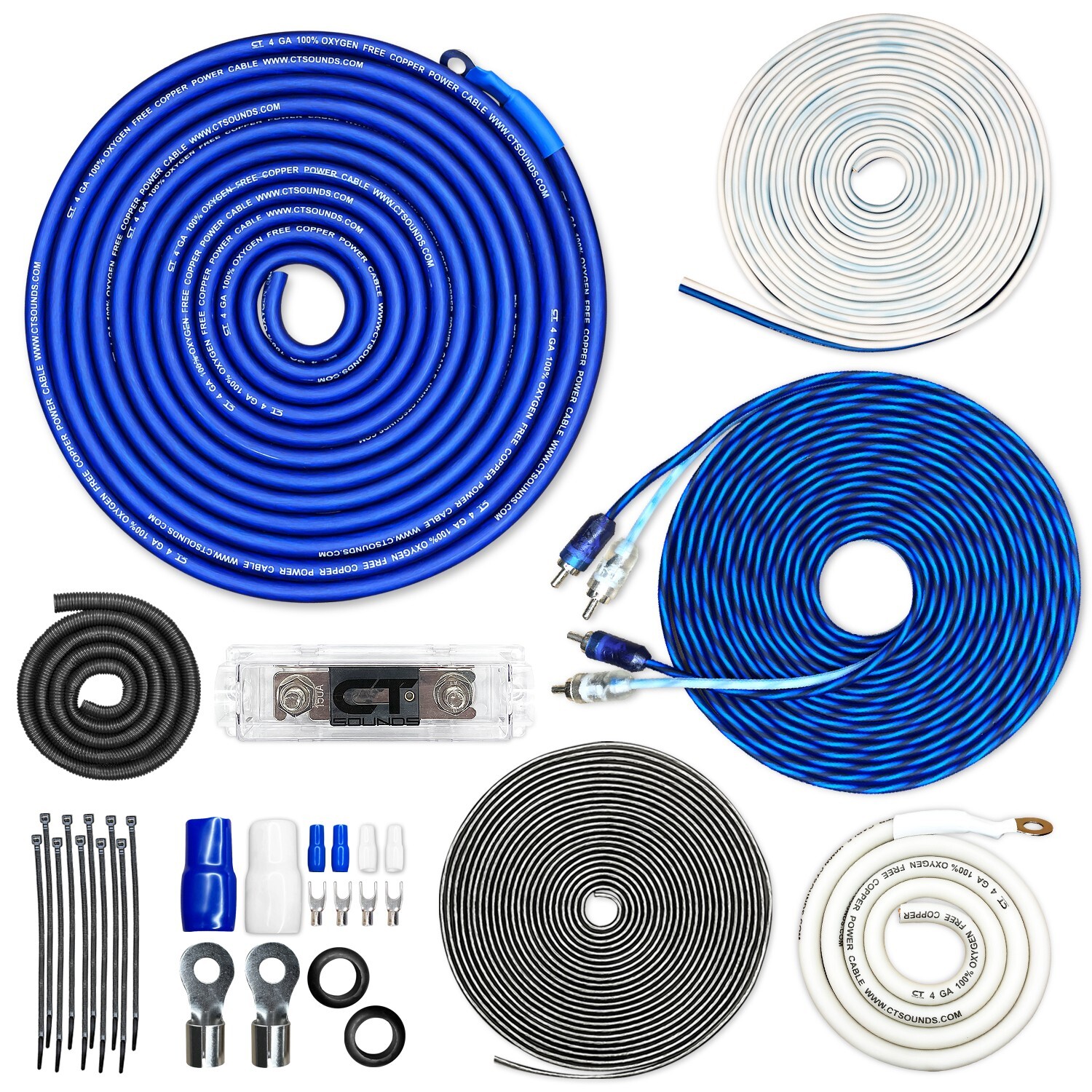 CT Sounds 4 Gauge 2000 Watt OFC Amp Wiring Kit (AMPKIT-4GA-ELITE)