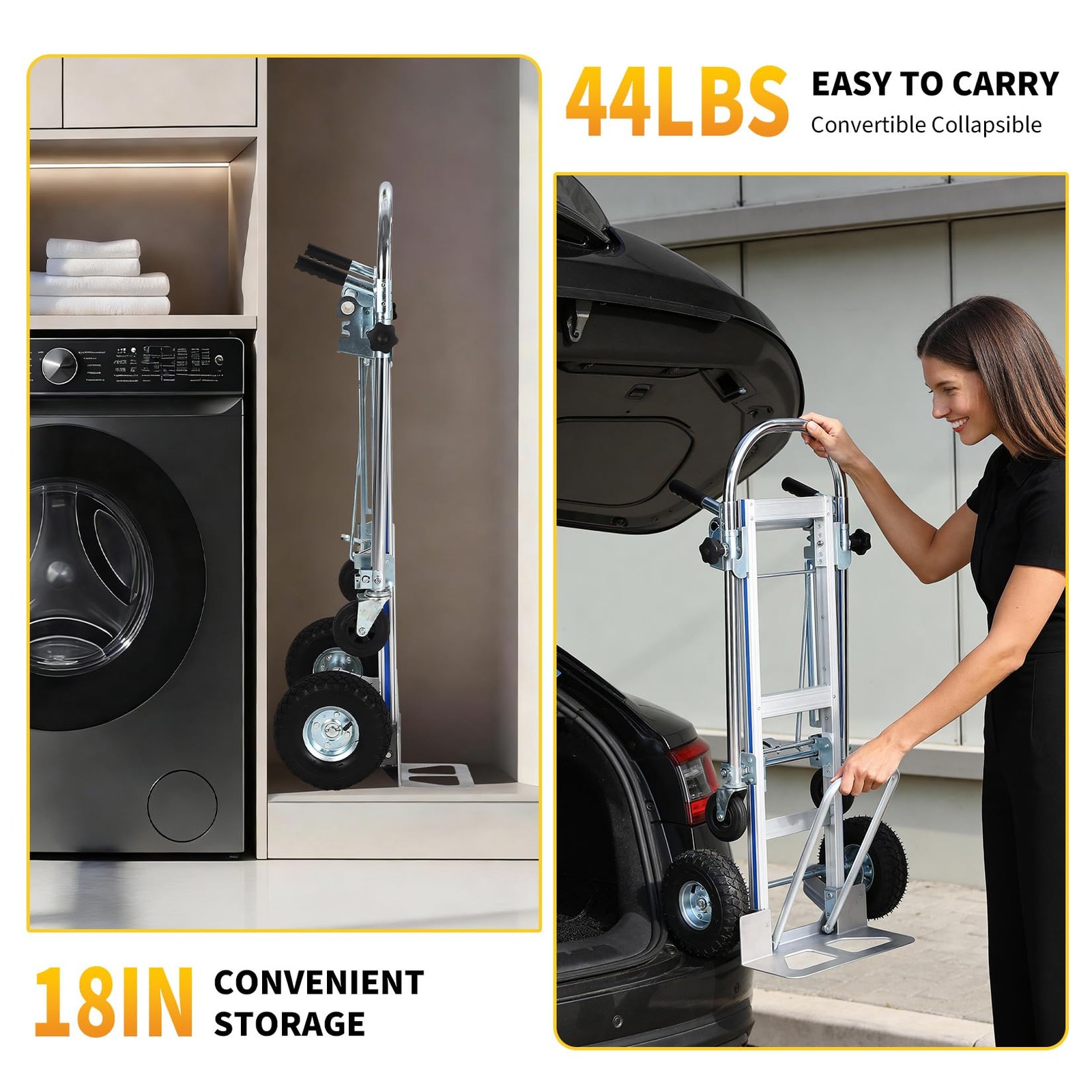 1000 lbs Heavy-Duty Folding Dolly Cart ,3-in-1 Convertible Aluminum Hand Truck