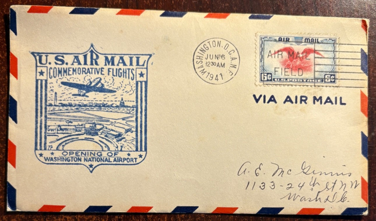 #C23 on Washington National Airport opening, 6/16/1941, Air Mail Field cancel