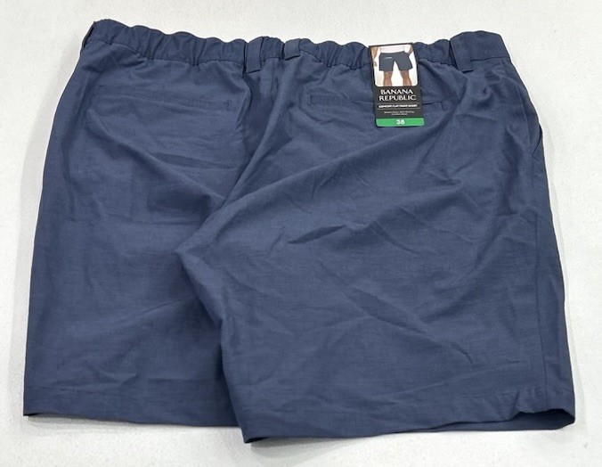 Banana Republic Men's Comfort Flat Front Shorts, Blue, Size 38