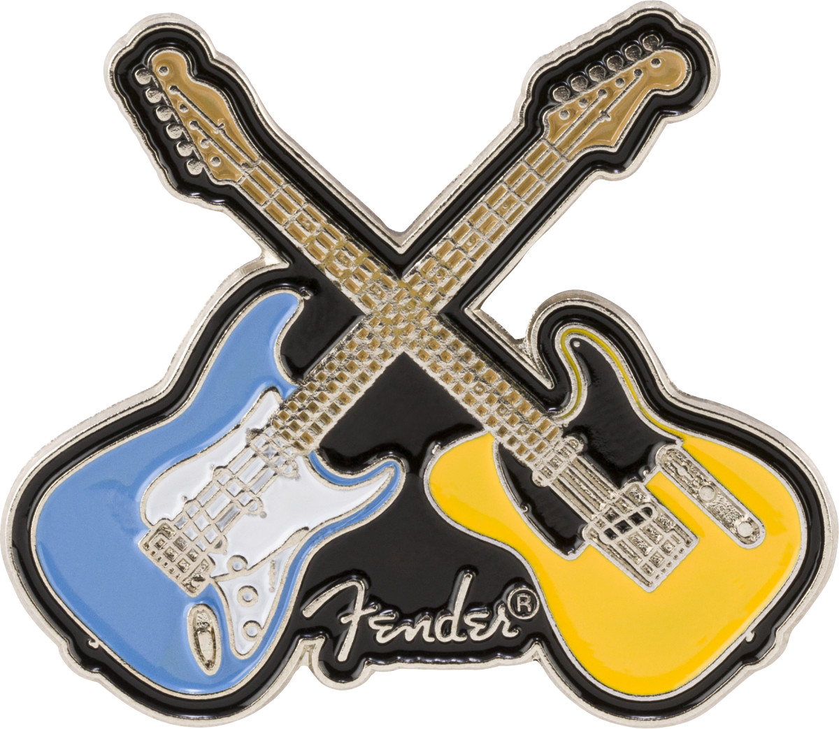 912-2421-102 Fender Crossed Guitars Enamel Lapel Pin Multi-Color Strat/Tele