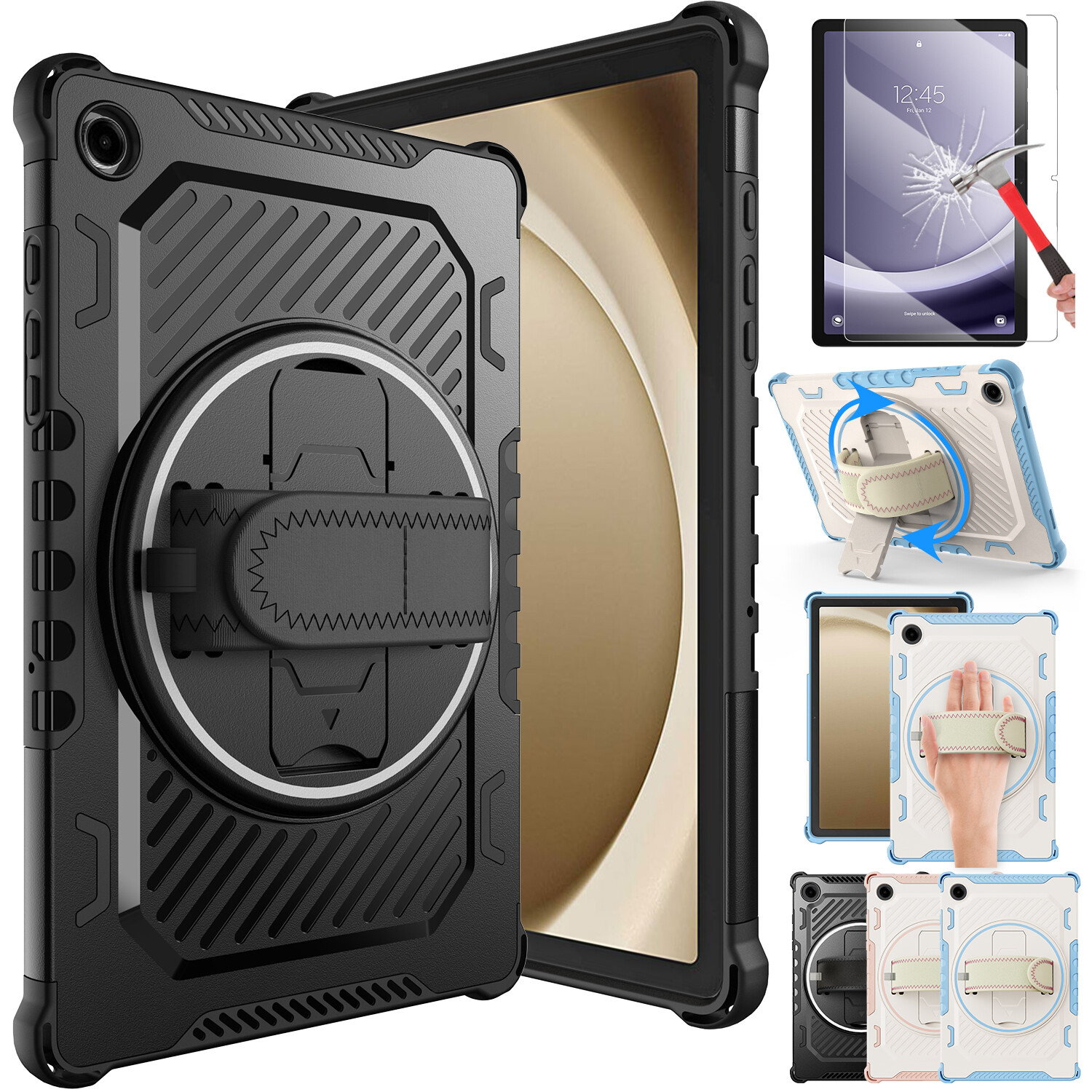 For Samsung Galaxy Tab A9+ 2023 11" Rugged Stand Case Cover /HD Screen Protector