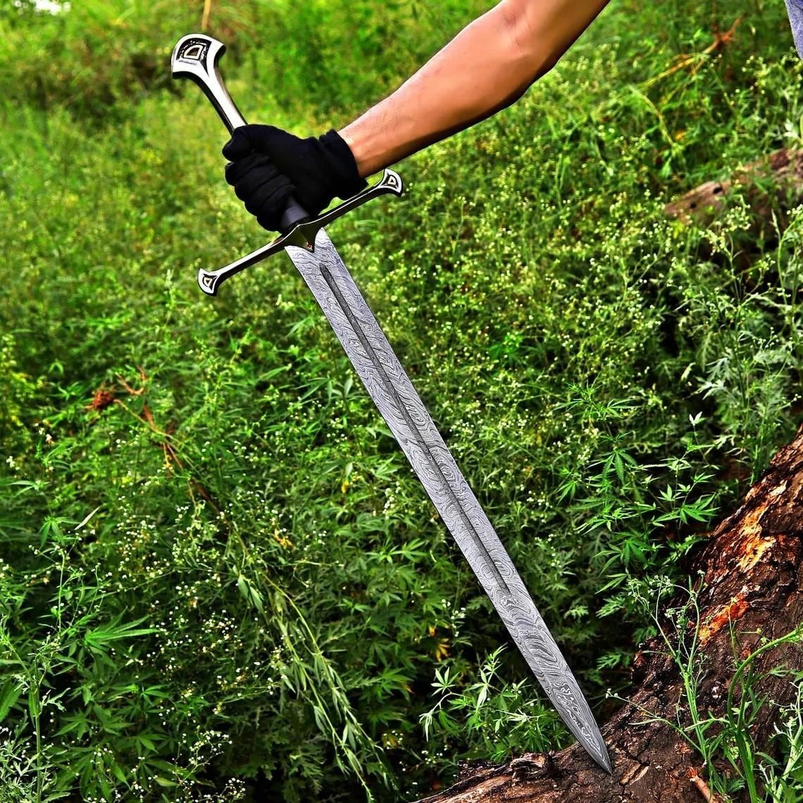 Handmade Damascus Steel Full Tang Viking Sword/Medieval Sword Battle Ready Sharp