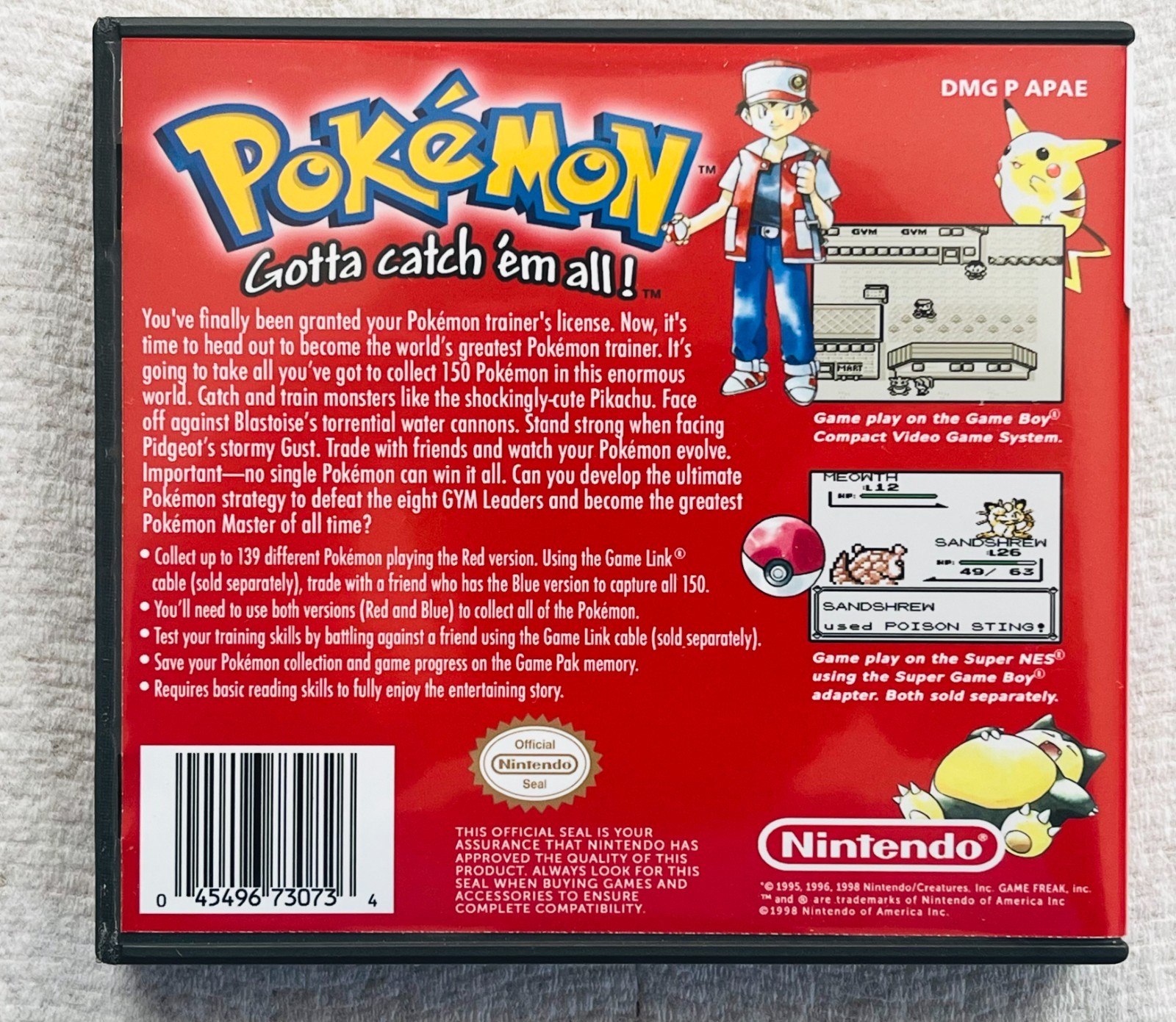 Pokemon Red, Bue, Yellow CASE ONLY 3 Pack Game Boy Box Pokémon Nintendo DS Sized