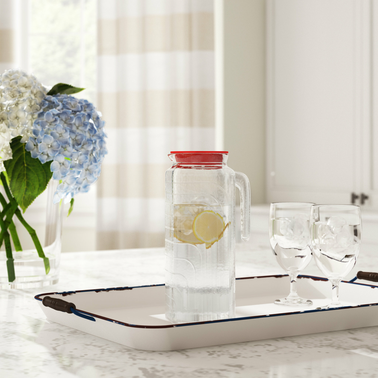 Bormioli Rocco Gelo Glass Jug/Pitcher with White Lid, 41-Ounce