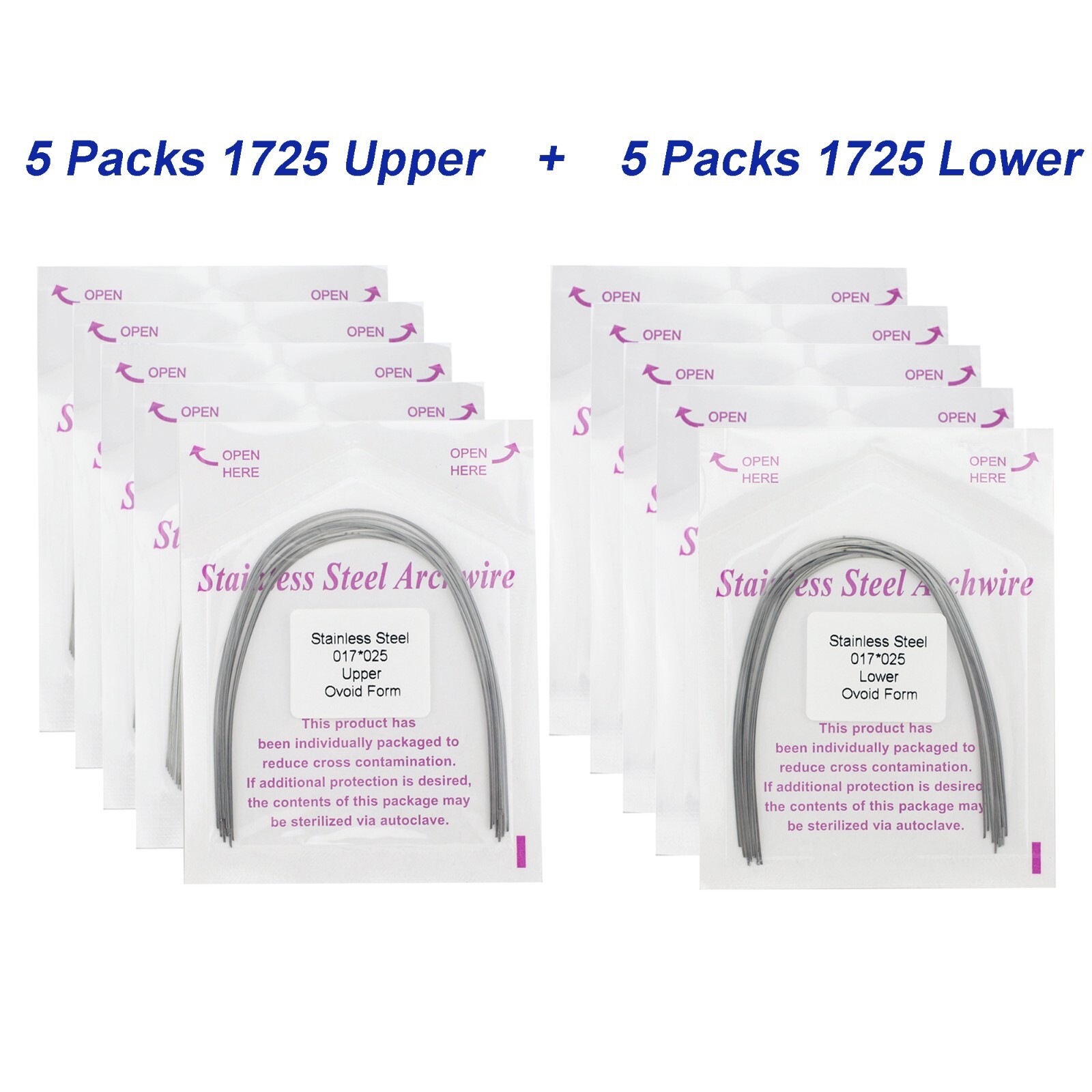 100Pcs Dental Orthodontic Arch Wire NiTi Stainless Steel Ovoid Round Rectangular