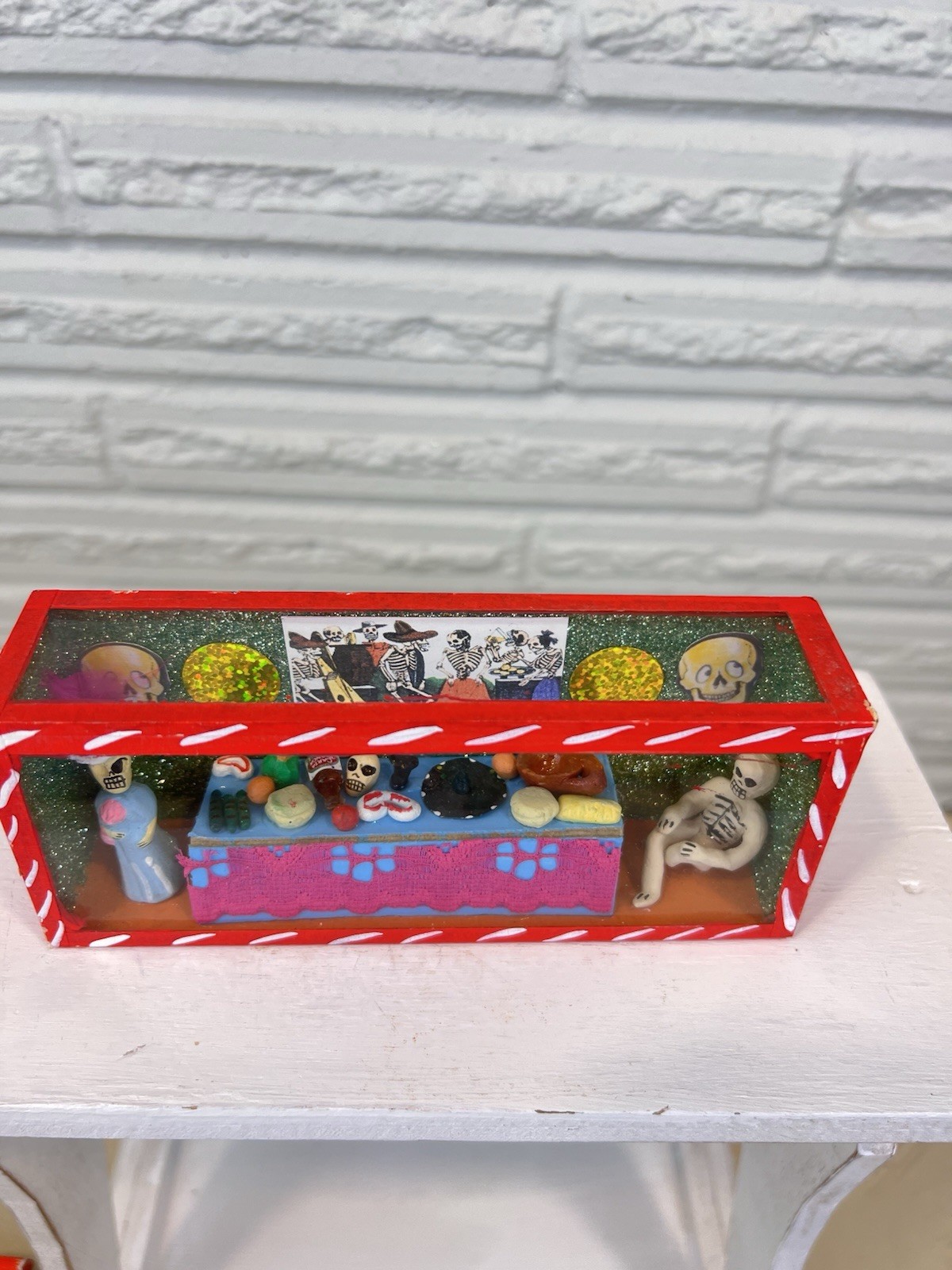 Mexican Day of the Dead Shadow Box Diorama Folk Art 2.5” by 6”