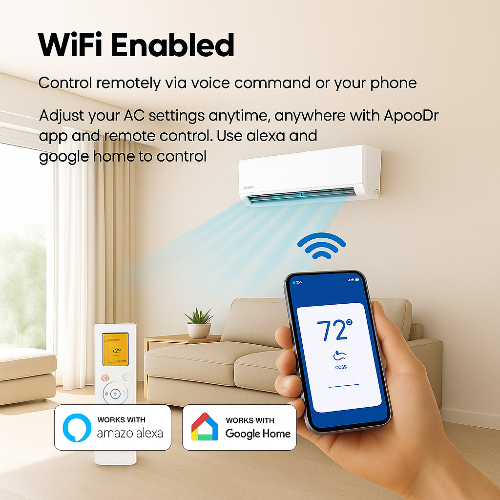 36000 BTU Mini Split 19.5 SEER2 INVERTER Air Conditioner Heat Pump AC 220V WIFI