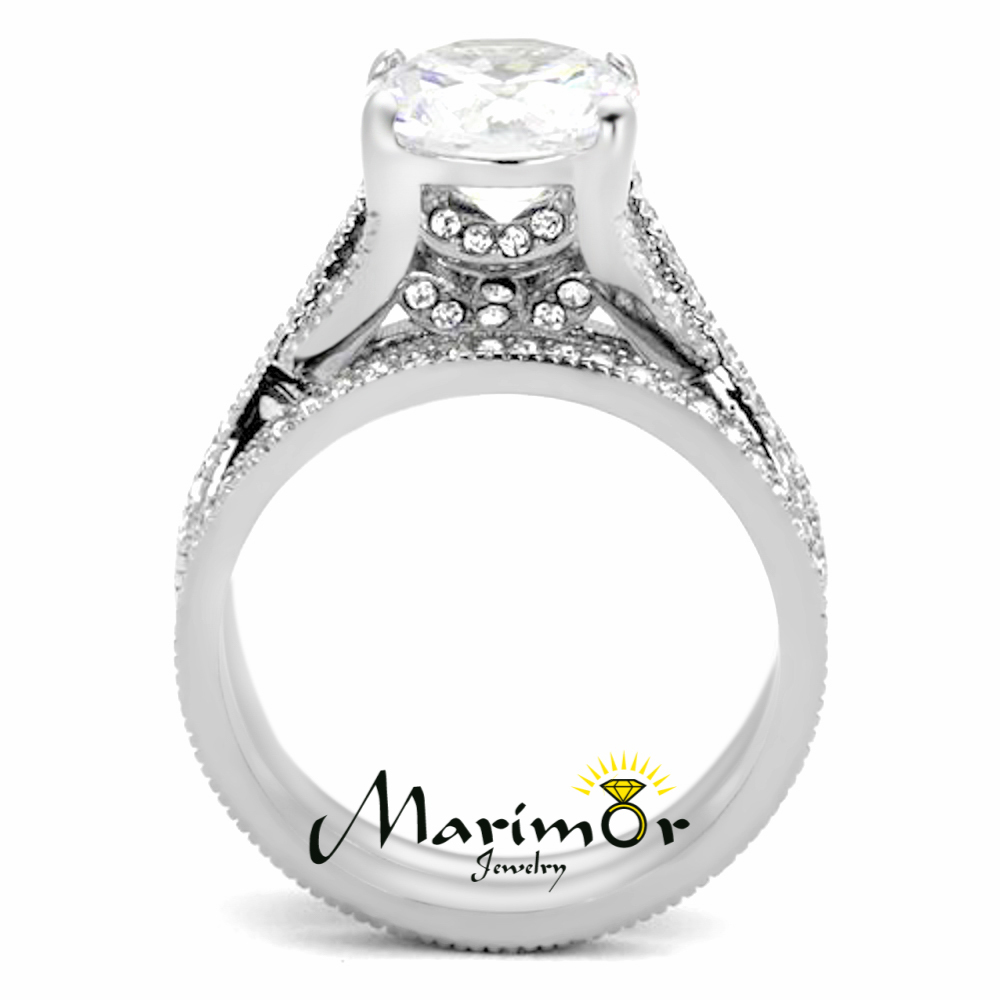 3.3 Ct Round Cut Cz Stainless Steel Wedding & Eternity Ring Set Womens Size 5-10