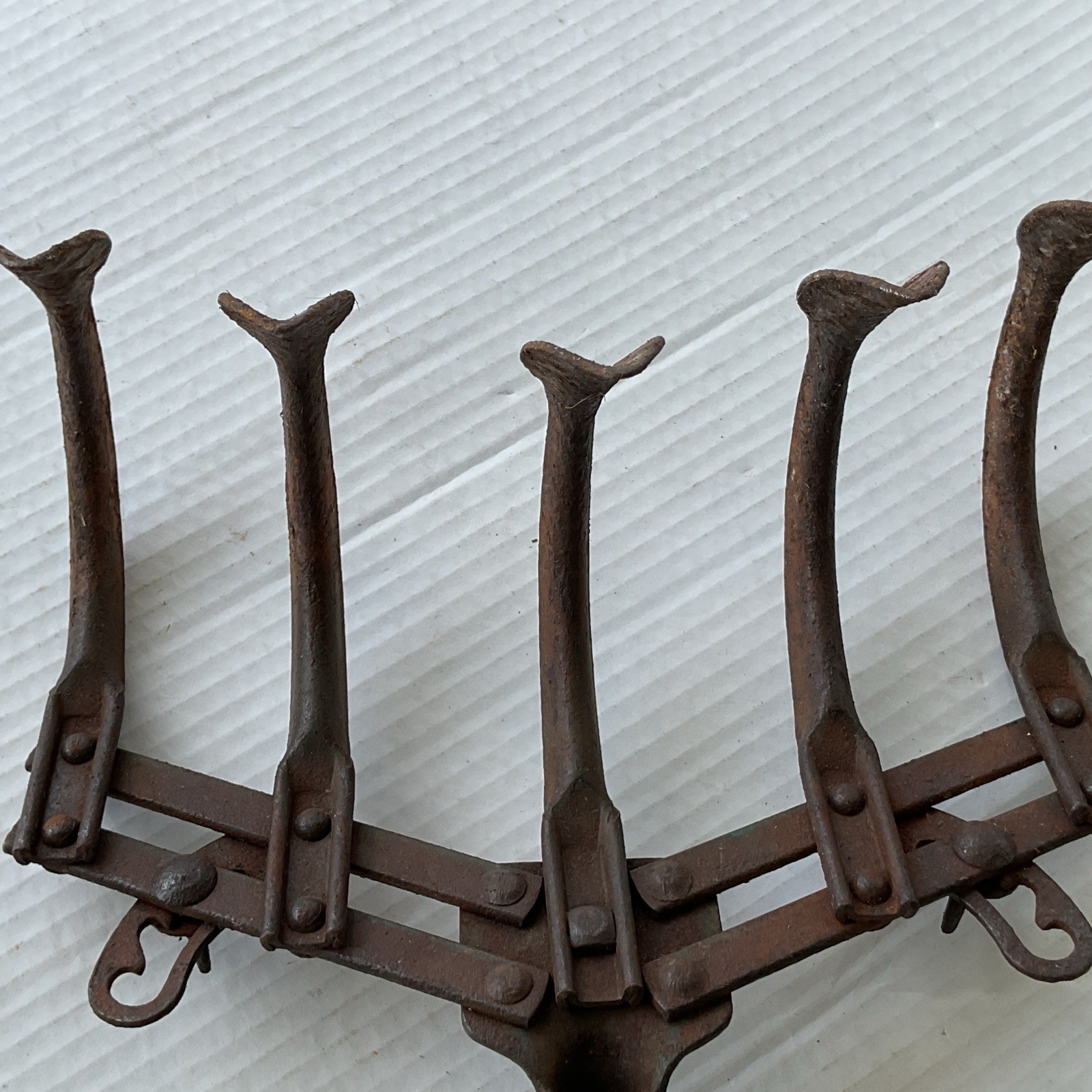 Vtg 5 Tine Cultivator Farm Rake Tool Garden Hand Tiller Adjustable Decor or Use