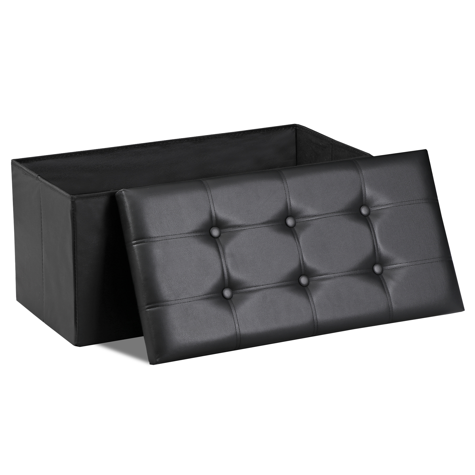 30 inches Folding Storage Ottoman 80L Storage Bench for Bedroom Hallway Black