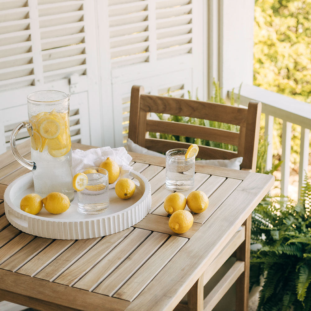 Ash & Ember Acadia Grade A Teak 35" Square Bar Table, Weather Resistant Wood