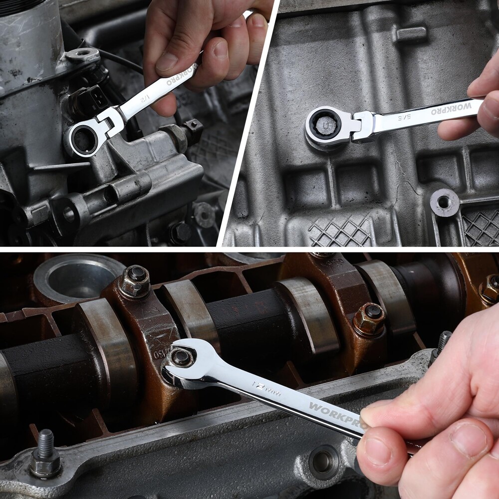 WORKPRO 22PC Ratcheting Wrench Set 72-Teeth Flex-Head Ratchet Combination Wrench