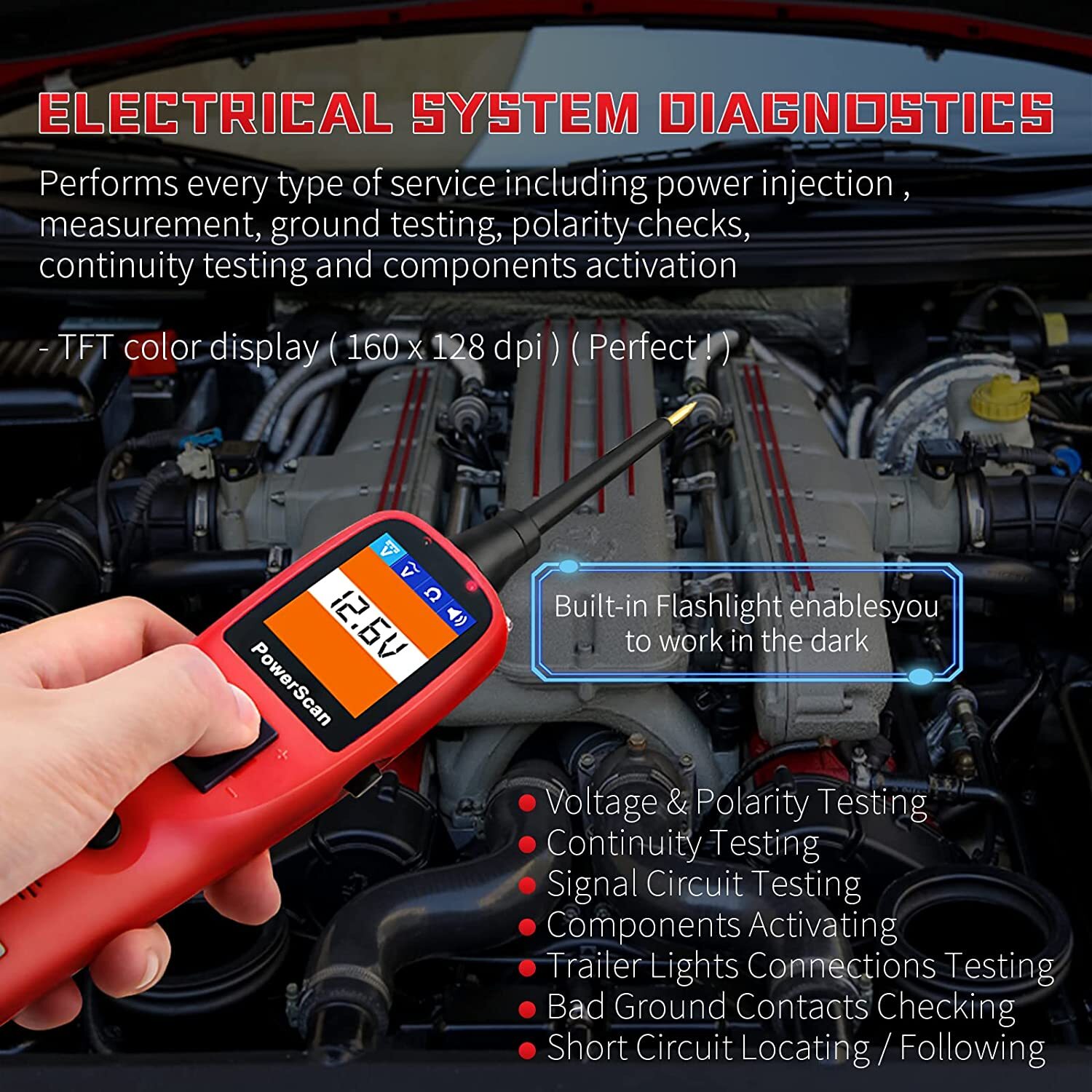 Autel PowerScan PS100 Car Electrical System Diagnosis Tool Power Probe AVO Meter