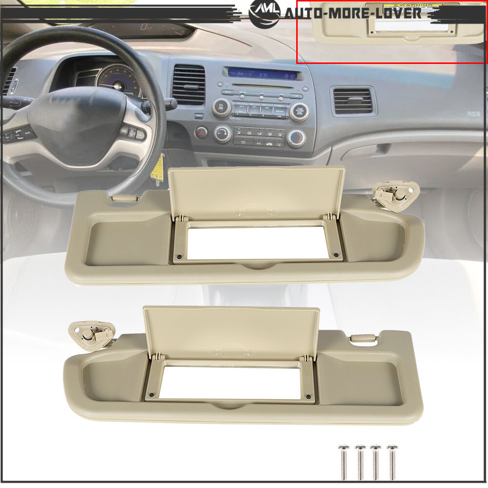 Right & Left Tan Sun Visor For 2006 2007 2008 2009 2010 2011 Honda Civic