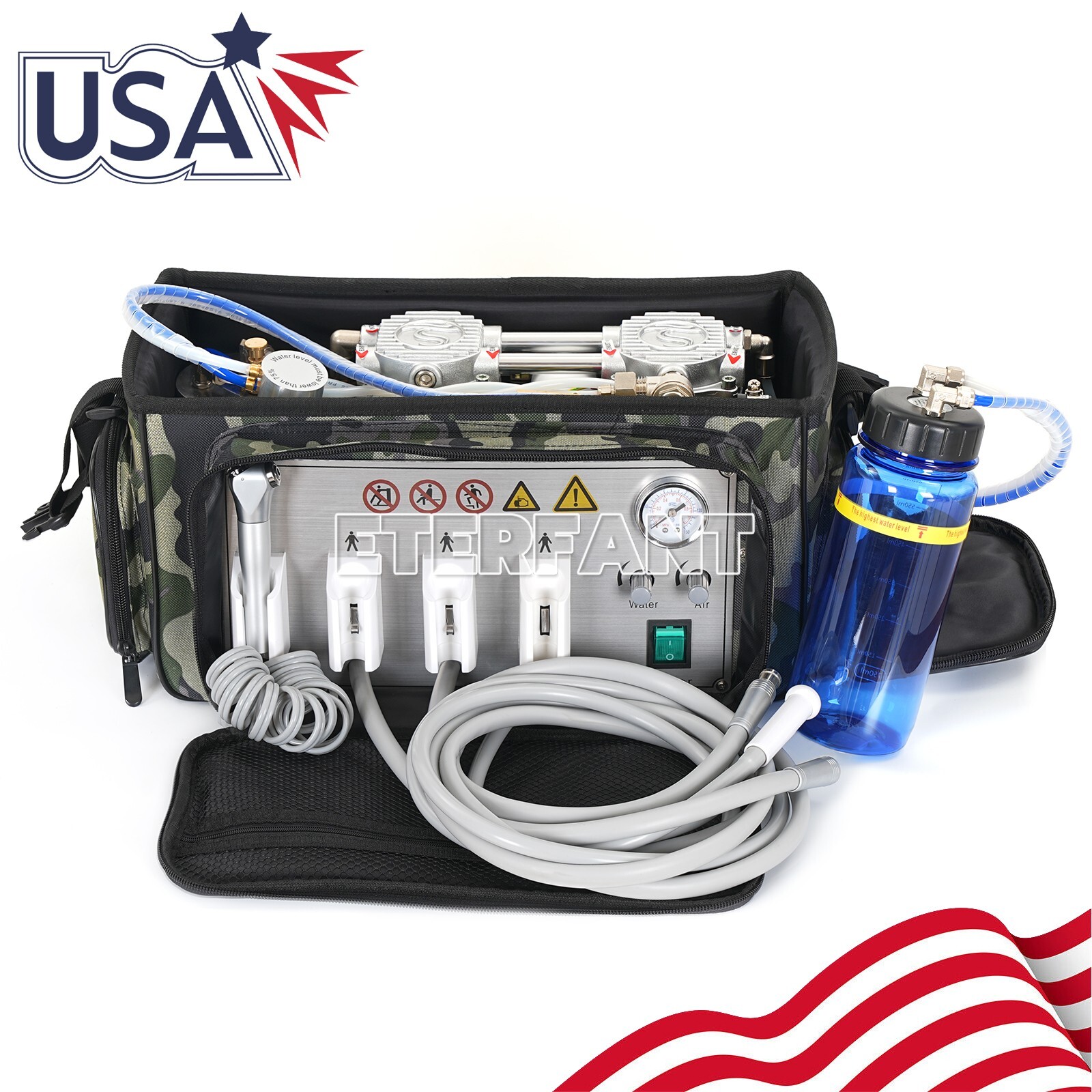 Portable Dental Delivery Unit Bag Air Compressor Suction System 4 Hole BD-401 US
