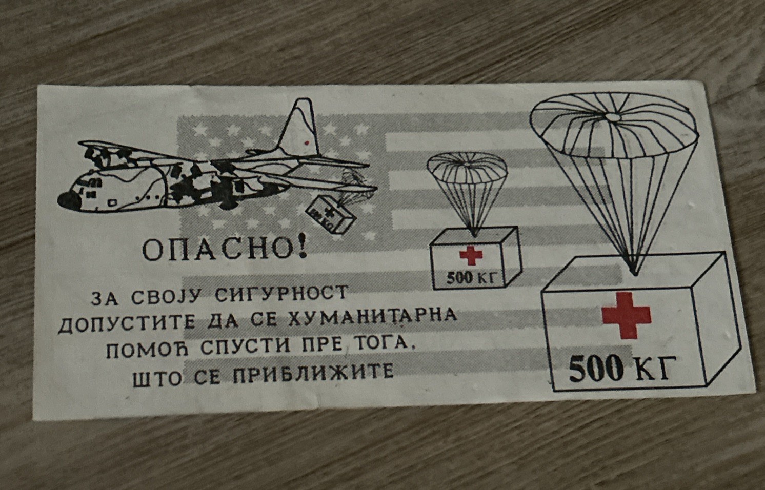 Bosnia Herzegovina Leaflet Drop Warning C-130 Aid Drop US Armed Forces