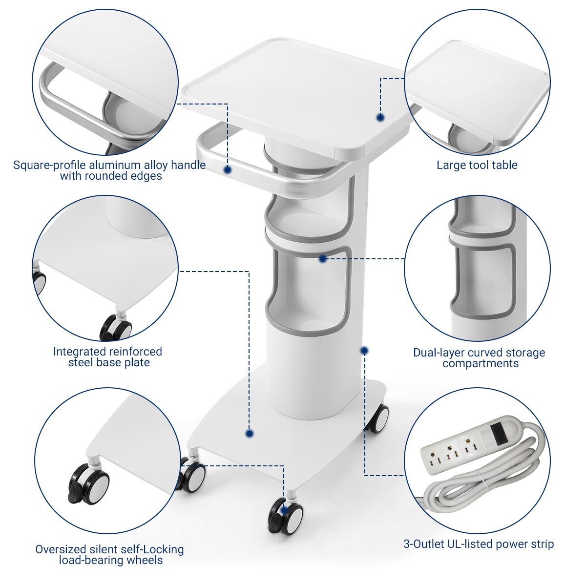 AZDENT Dental Mobile Trolley Cart With Drawer /Multi-Function Trolley Cart