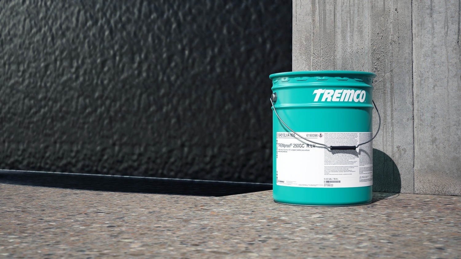 TREMproof 250GC Roller Grade Waterproof Coating for Concrete, Foundations, 5 Gal