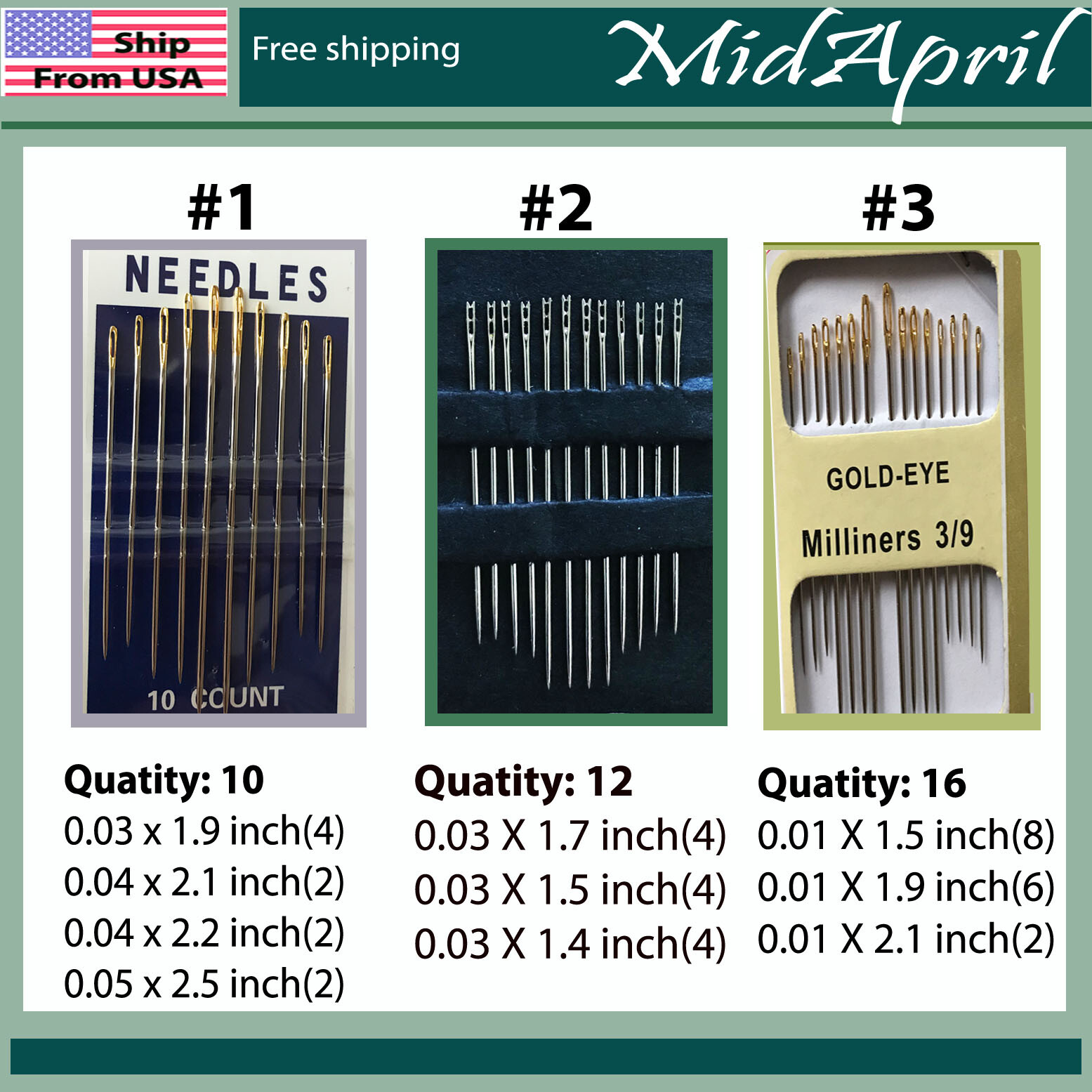 Assorted Hand Sewing Needles set