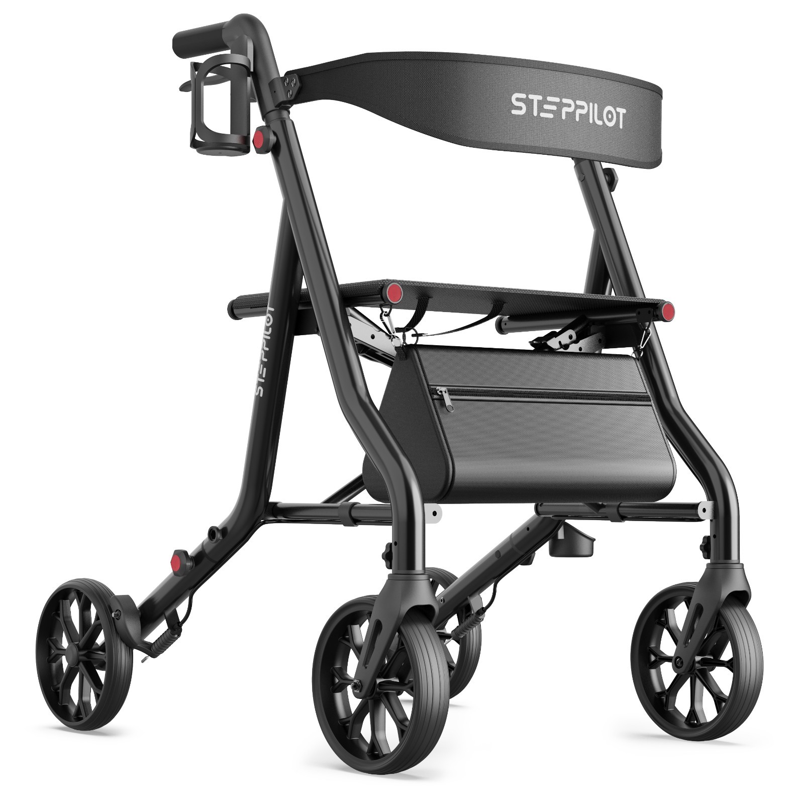 Foldable Rollator Walker with Seat for Seniors Adults Rolling Walker Max 300 lbs