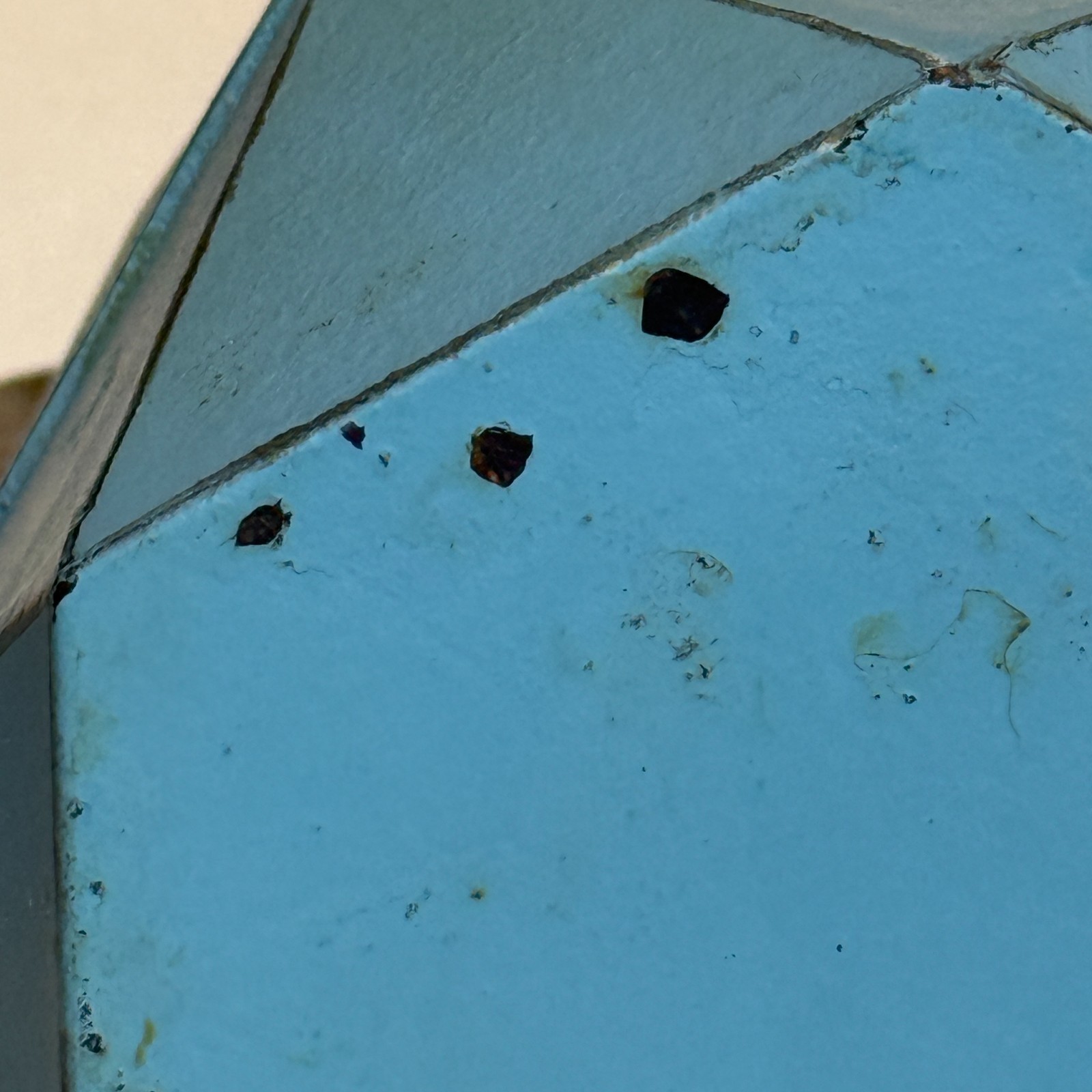 Japanese Tetsubin Cast Iron Blue Diamond Geometric Tea Kettle Stovetop w Infuser