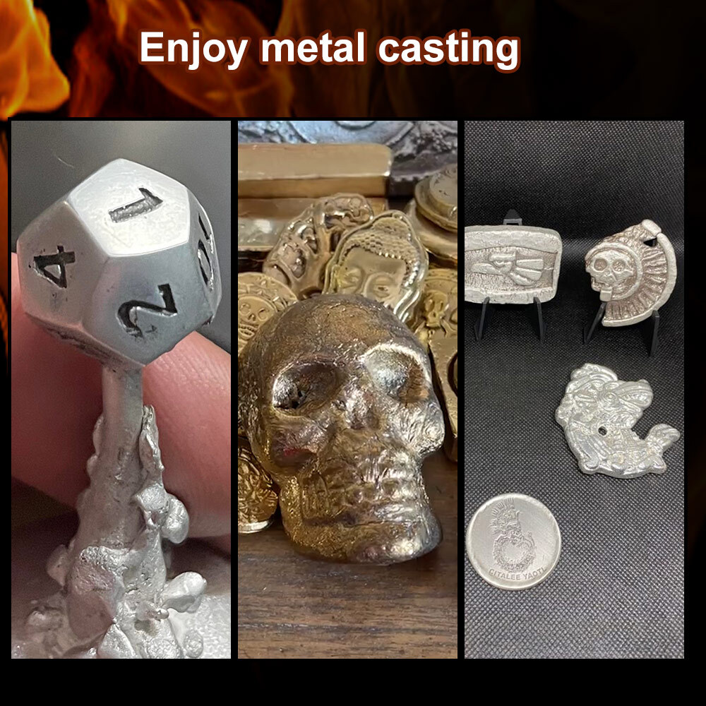 TOAUTO 3KG Digital Metal Melting Furnace kit Smelter Refining w/ 75ml Ingot Mold