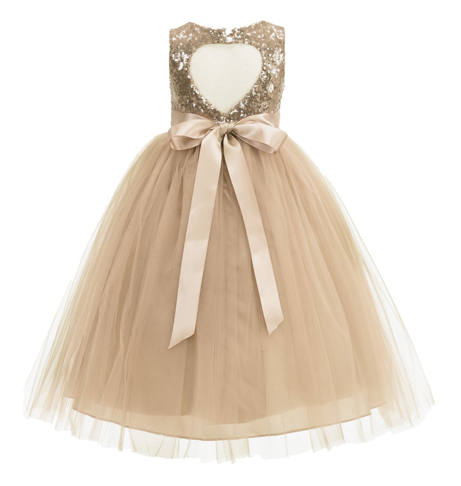 Sequin Heart Cutout Flower Girl Dresses Wedding Dress Junior Bridesmaid Dresses